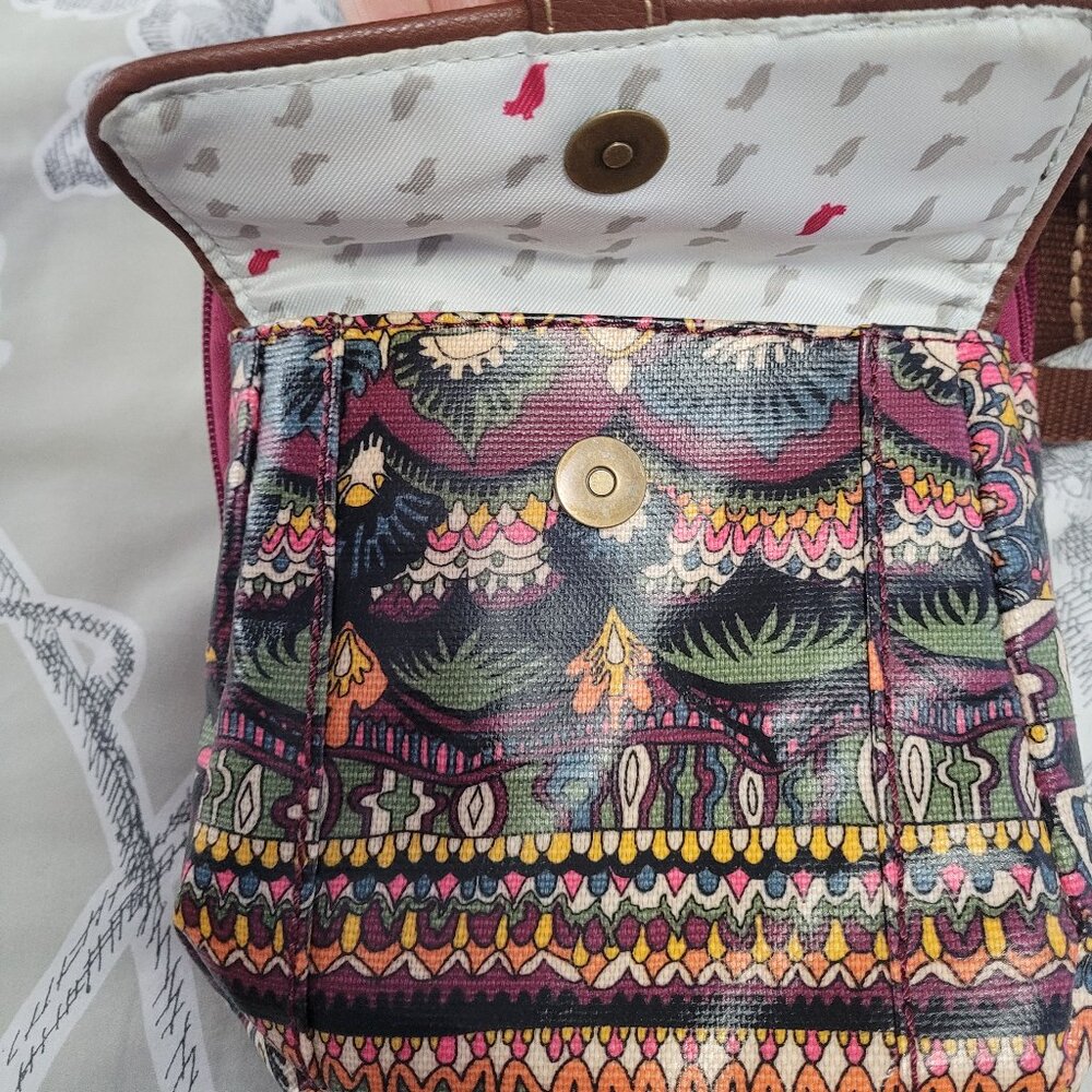 Sak Roots Cross Body/Shoulder Brown Multi-Color Boho Print Excellent Condition - Picture 5 of 8